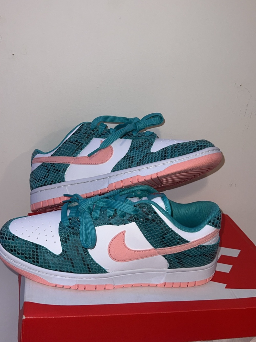 Nike Dunk Low Snakeskin Washed Teal Bleached Coral